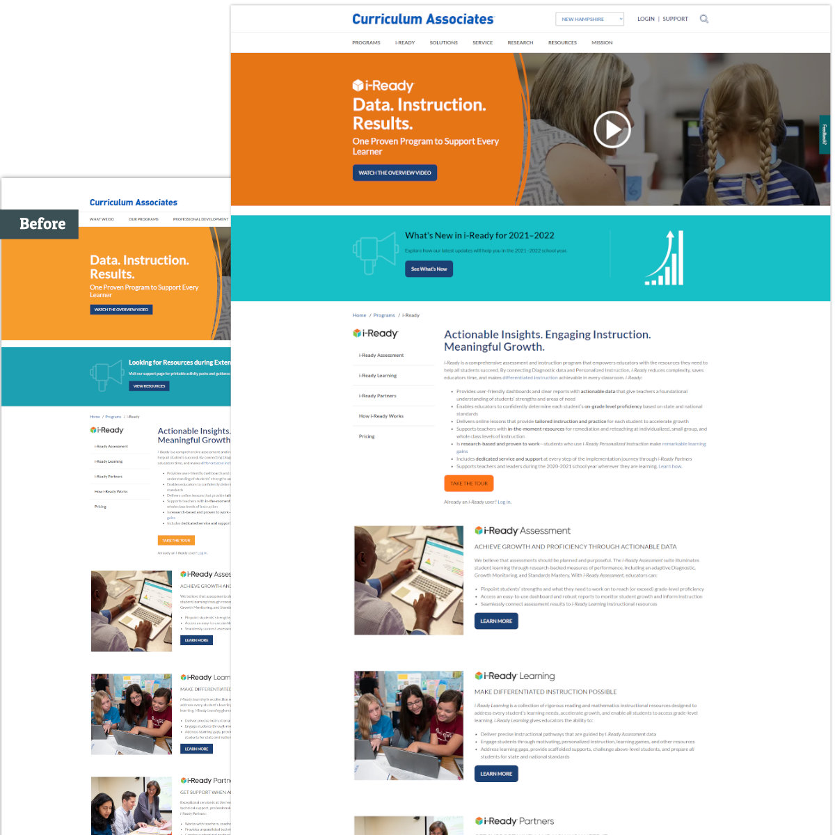 Screenshot of Curriculum Associates' i-Ready page.